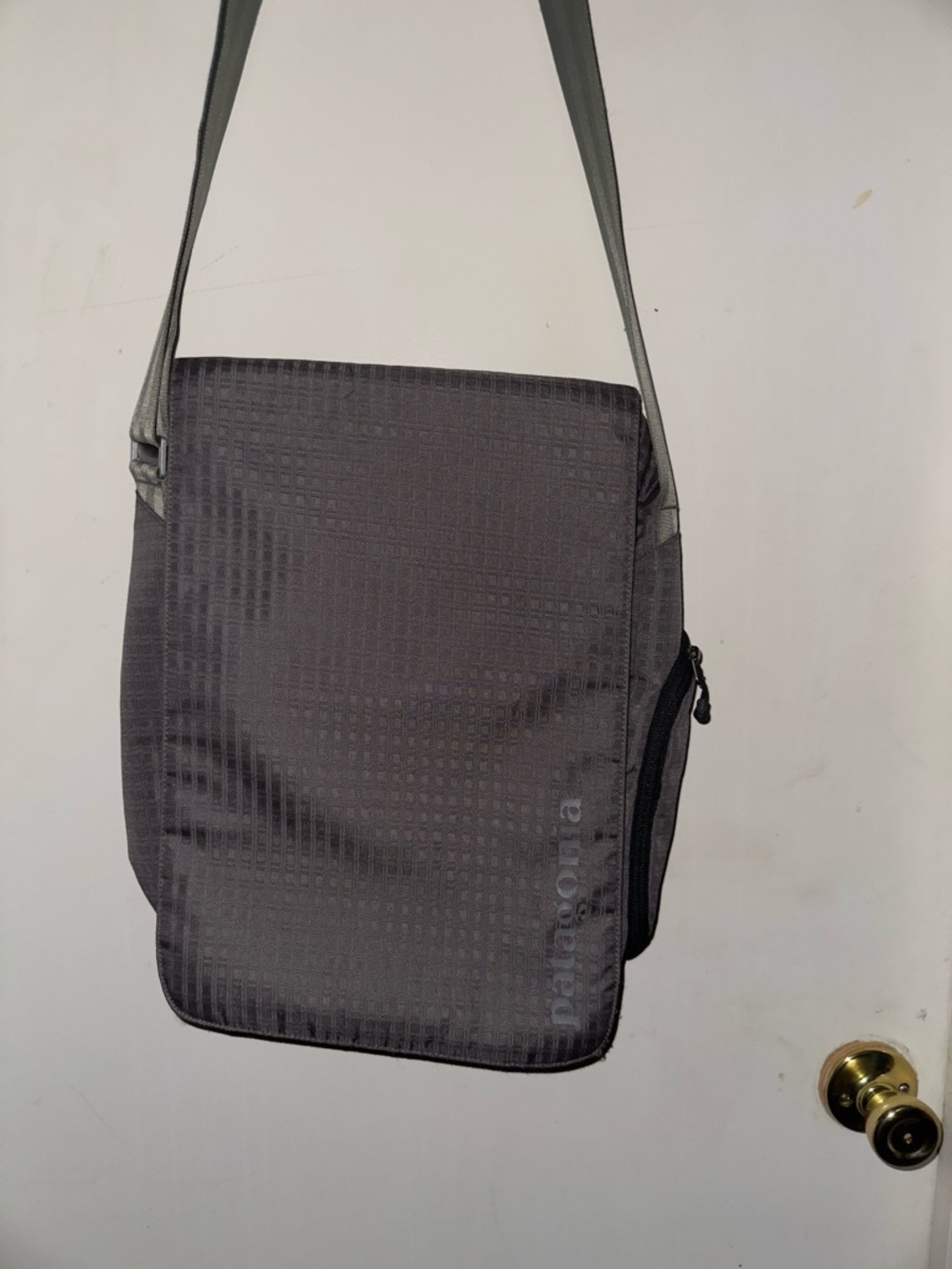Patagonia Black Messenger Bag with Gray Strap